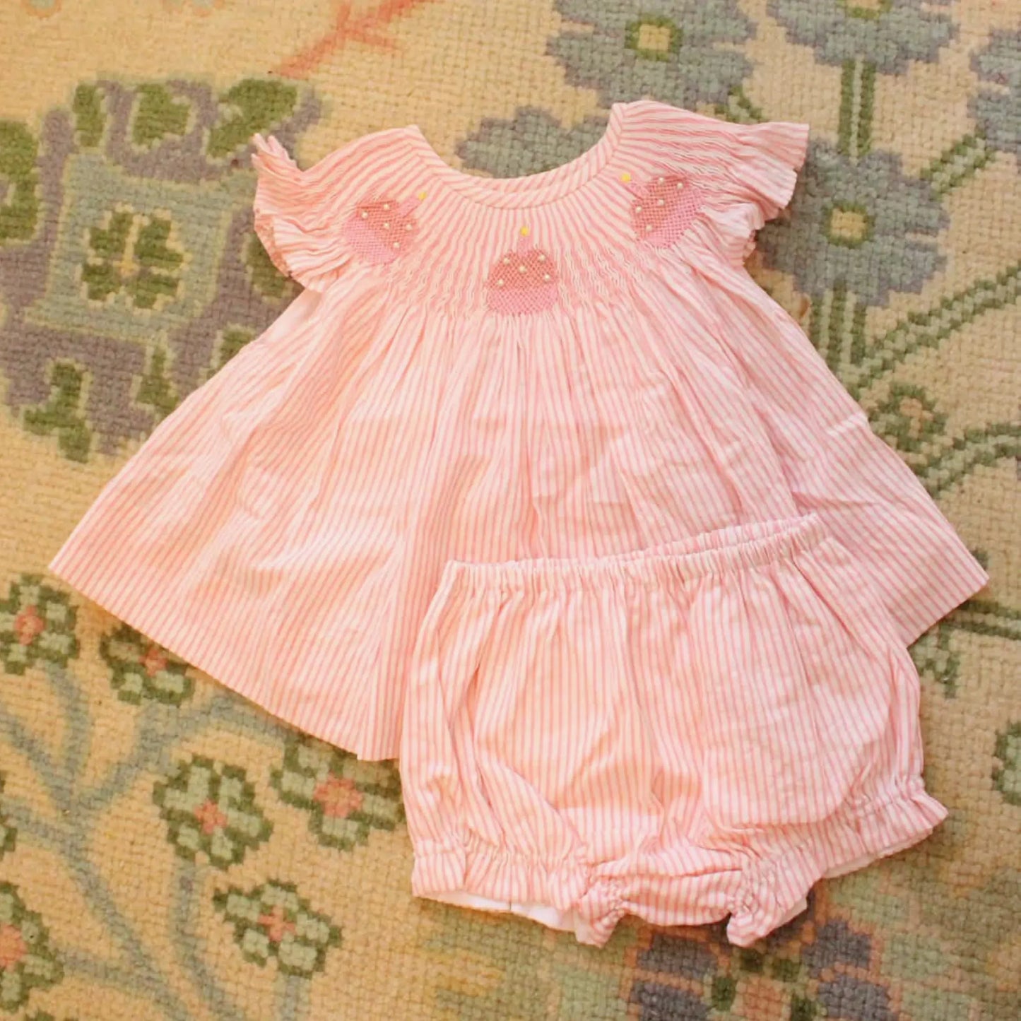 Pink Striped Cupcakes Diaper Set