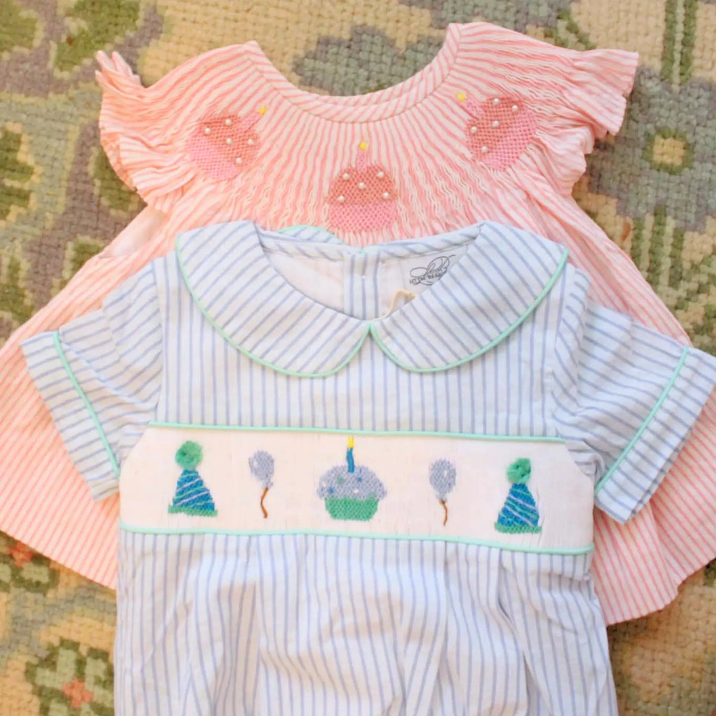 Pink Striped Cupcakes Diaper Set