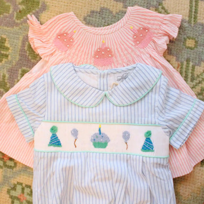 Pink Striped Cupcakes Diaper Set