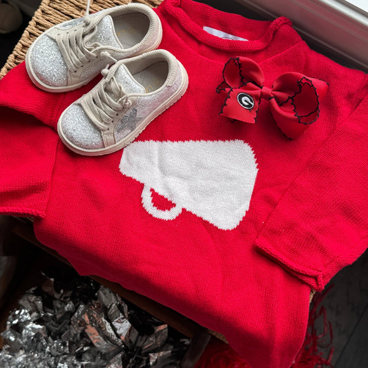 Red Megaphone Roll Neck Sweater