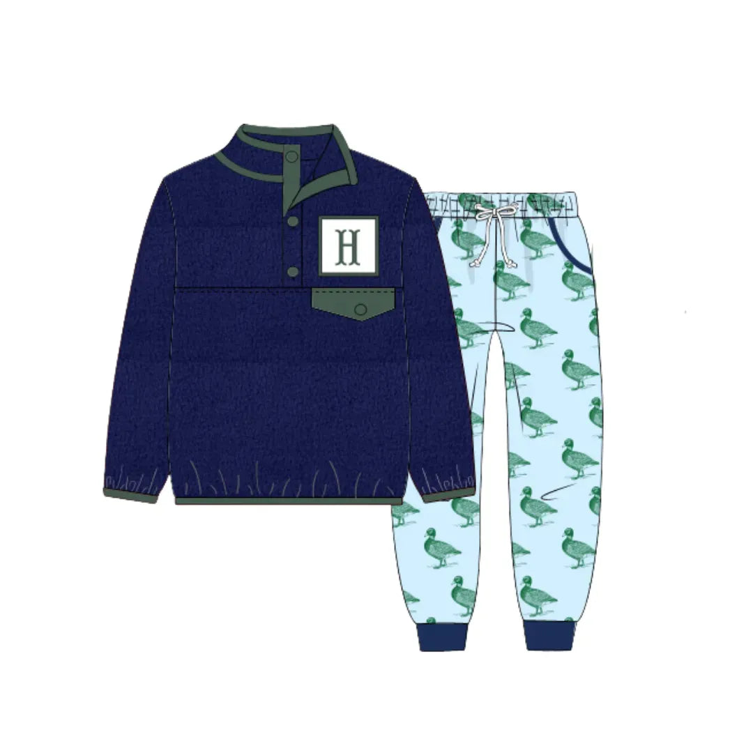 Mallard Initial Smocked Jogger Set