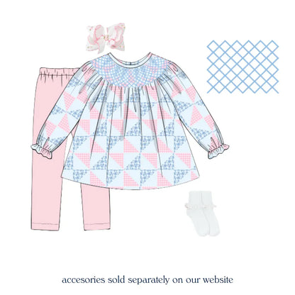 Pink & Blue Patchwork Bishop Legging Set
