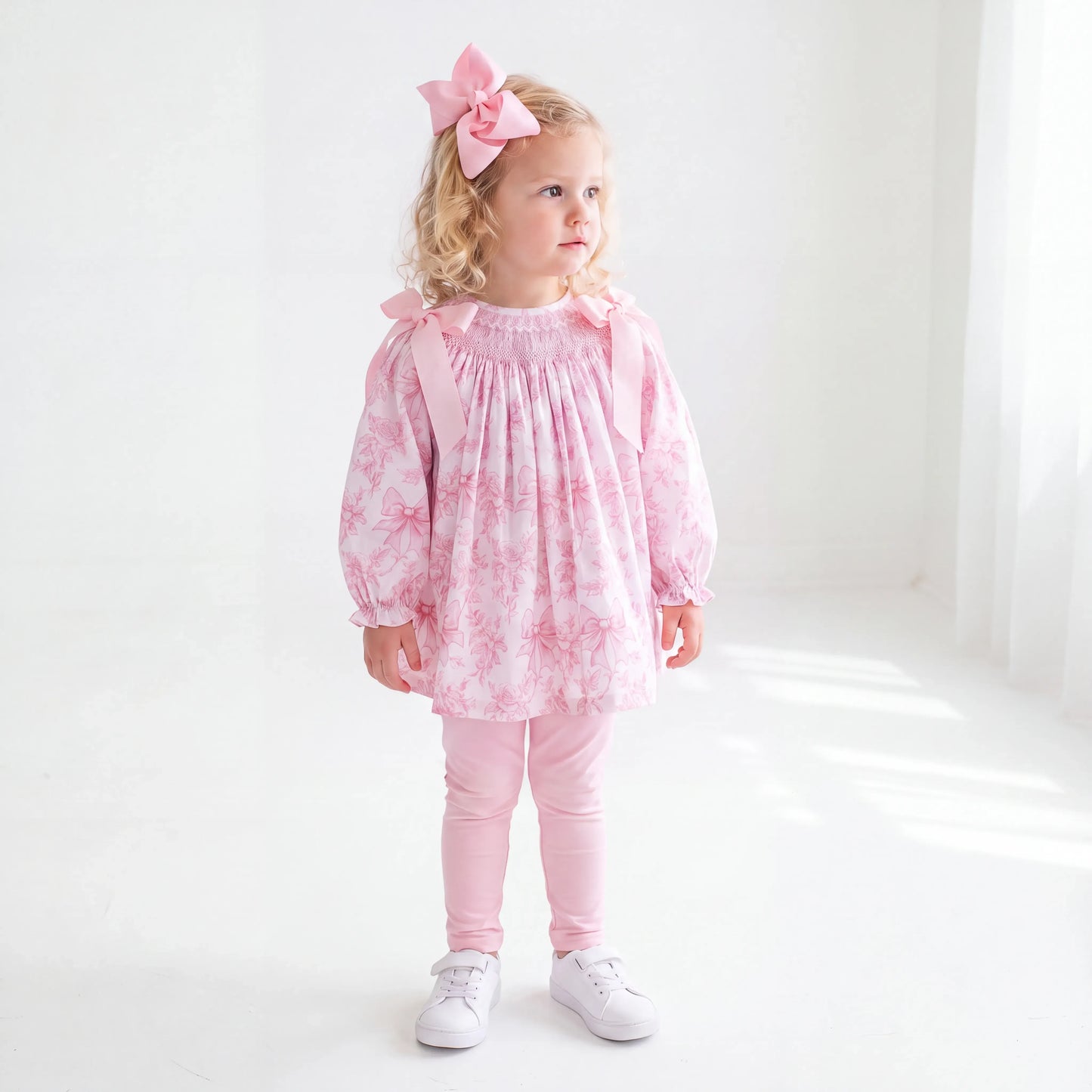 Blooming Bows Geometric Smocked Legging Set
