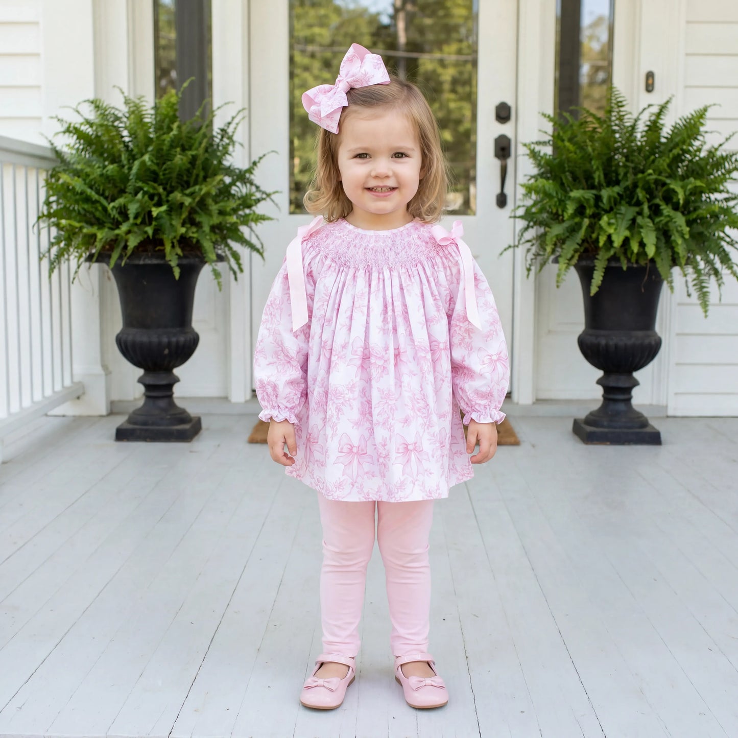 Blooming Bows Geometric Smocked Legging Set