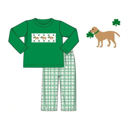 Shamrock Puppies Smocked Pant Set