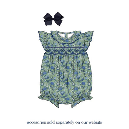 Bluebird Blossoms Smocked Bubble