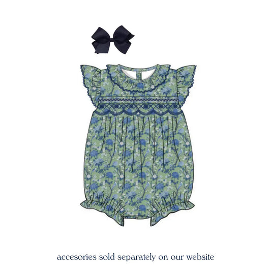 Bluebird Blossoms Smocked Bubble