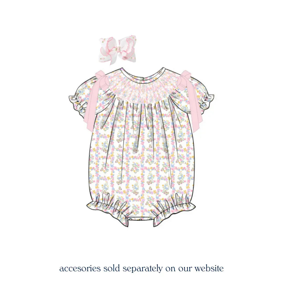 Fluttering Florals Smocked Bubble