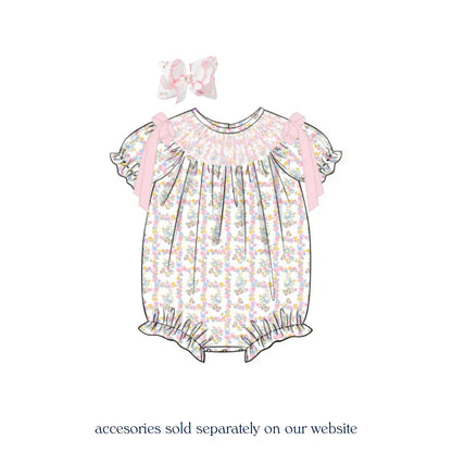 Fluttering Florals Smocked Bubble