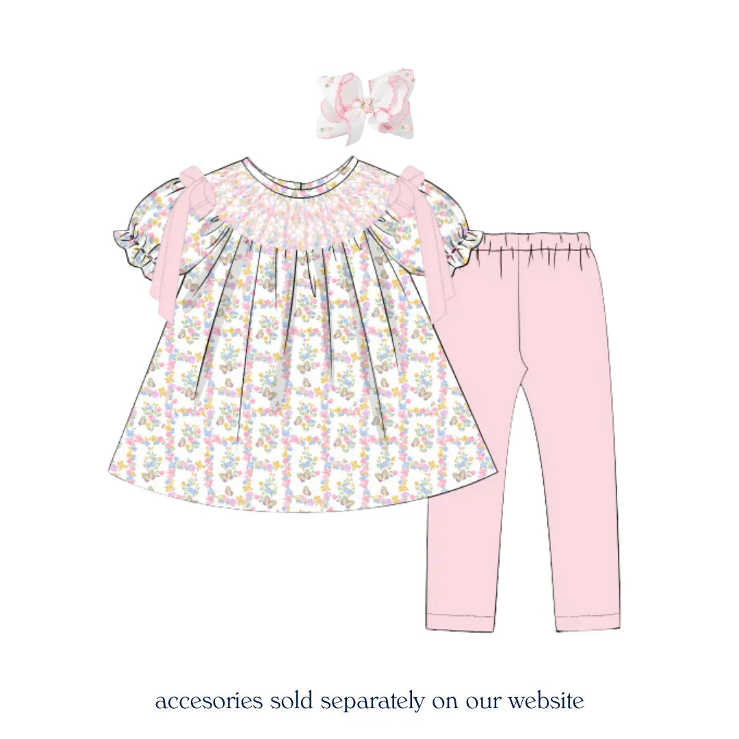 Fluttering Florals Smocked Legging Set
