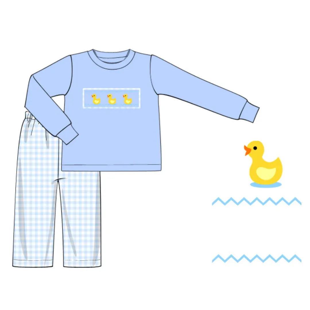 Boys Duckling Dreams Smocked Pant Set