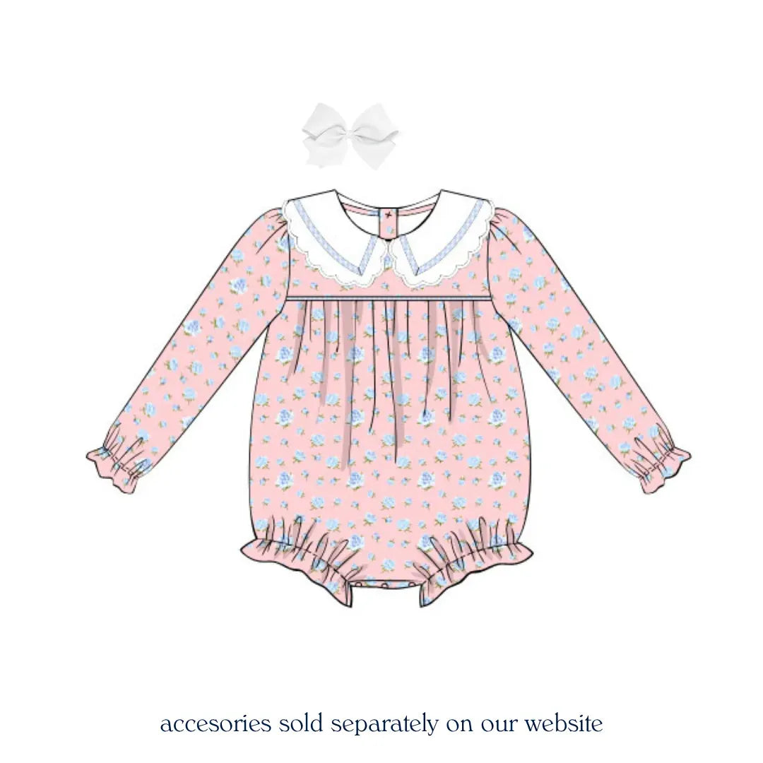 Pink & Blue Floral Scallop Collar Bubble