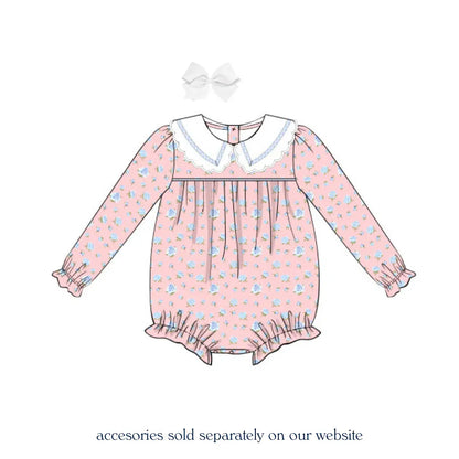 Pink & Blue Floral Scallop Collar Bubble