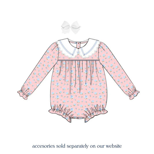 Pink & Blue Floral Scallop Collar Bubble