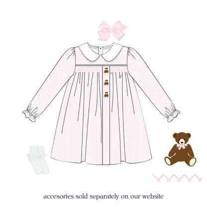 Pink Pinstriped Teddy Bear Dress