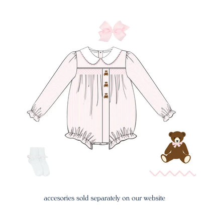 Pink Pinstriped Teddy Bear Bubble