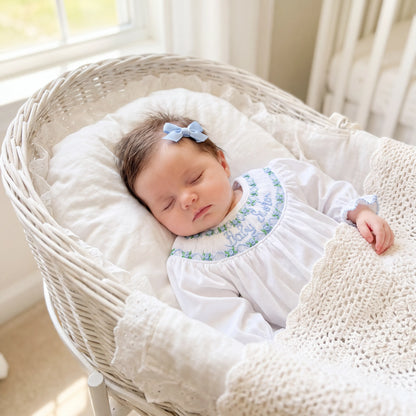 Blue Baby Sister Smocked Gown