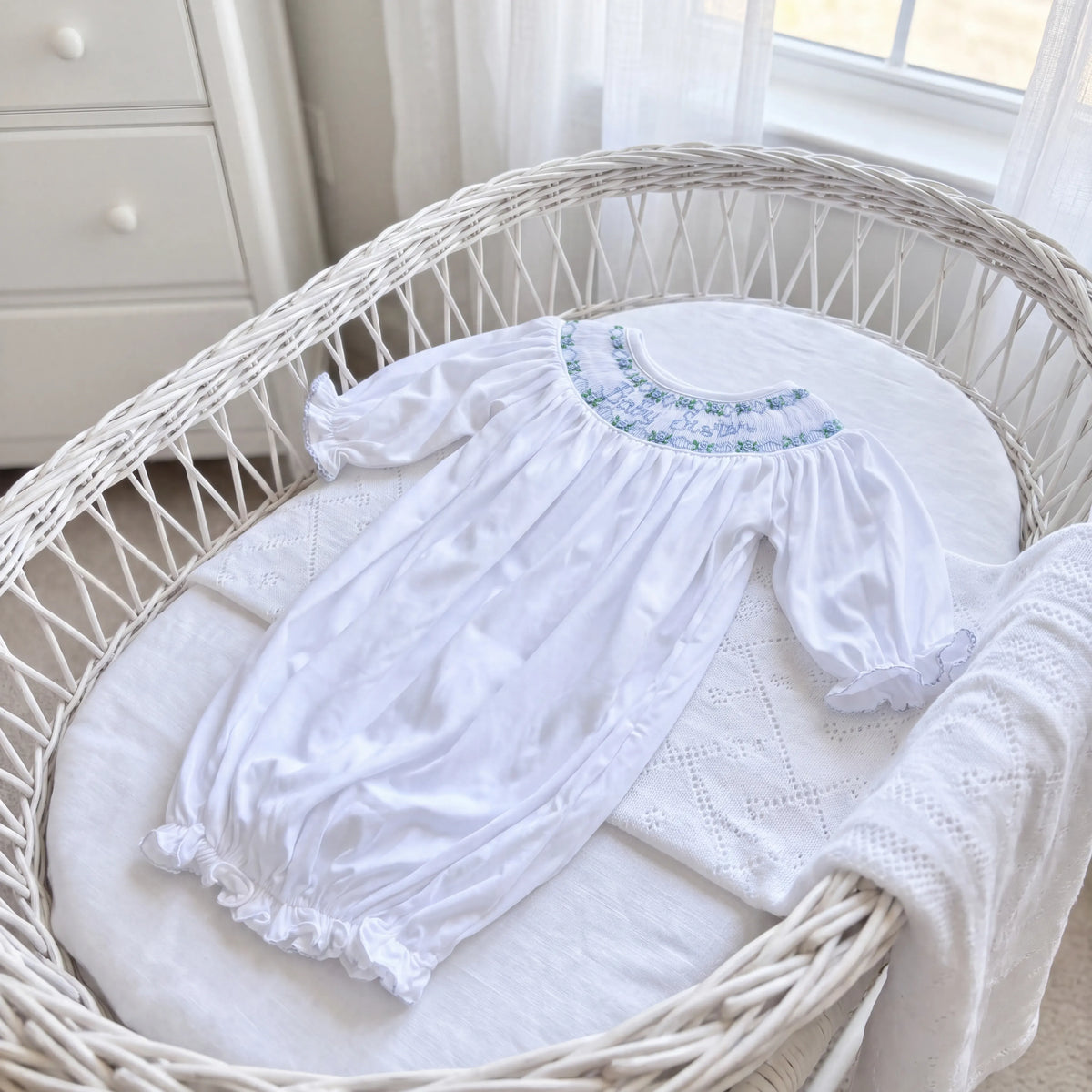 Blue Baby Sister Smocked Gown