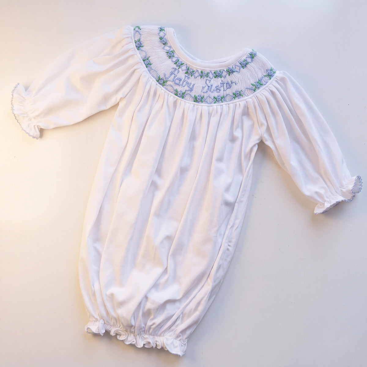 Blue Baby Sister Smocked Gown