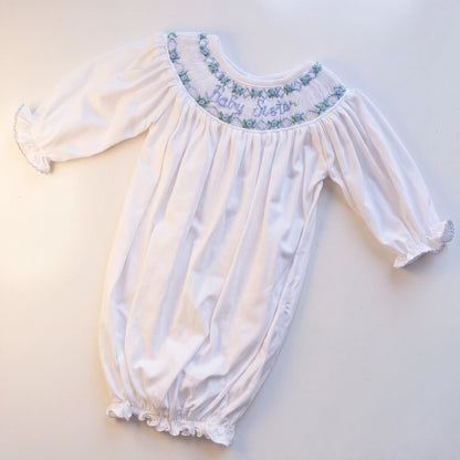 Blue Baby Sister Smocked Gown