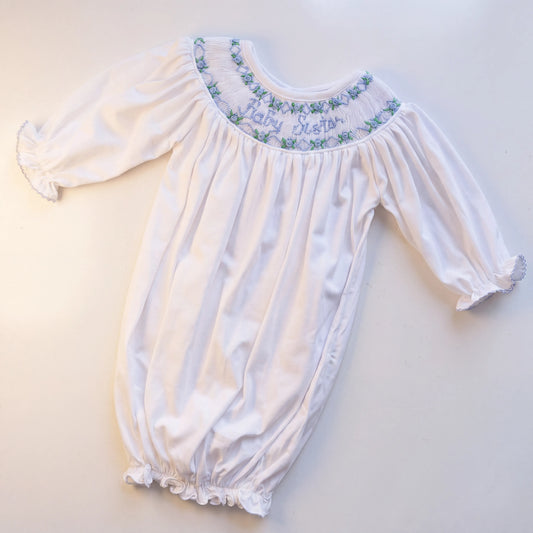 Blue Baby Sister Smocked Gown