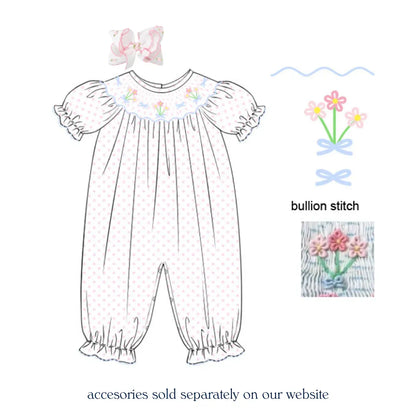 Bitty Dot Bouquet Smocked Romper