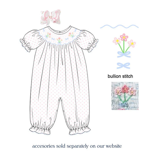 Bitty Dot Bouquet Smocked Romper