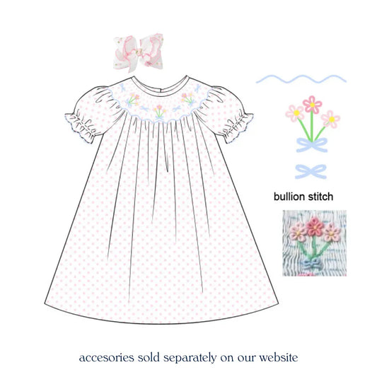 Bitty Dot Bouquet Smocked Dress