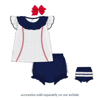 Girls Bitty Dot Baseball Diaper Set