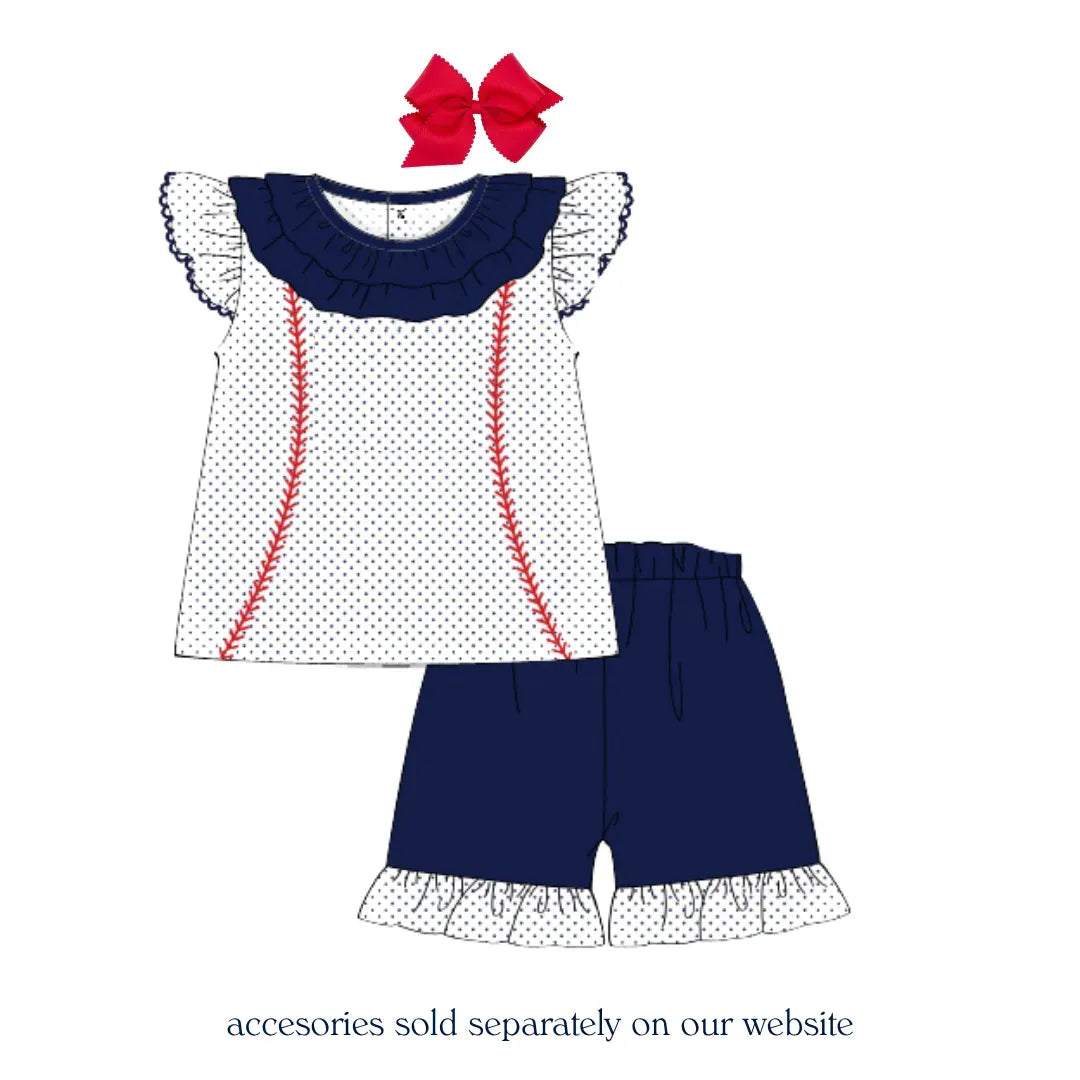 Girls Bitty Dot Baseball Short Set