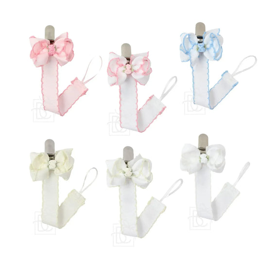 Rosette Bow Pacifier Clip