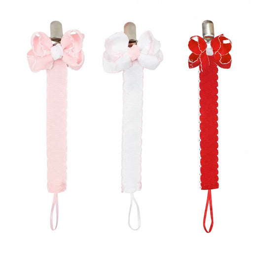 Crochet Edge Bow Pacifier Clip