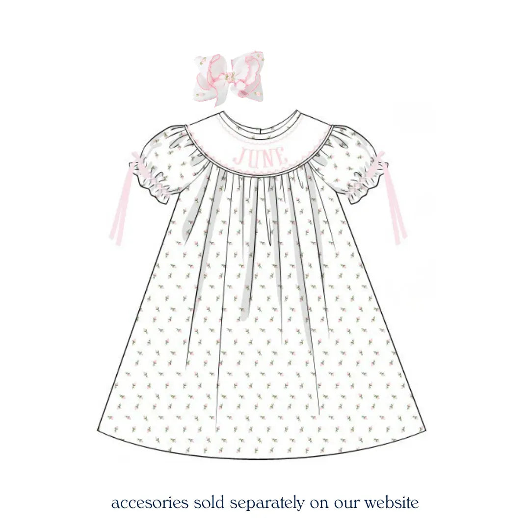 Rosebud Name Smocked Bishop Dress