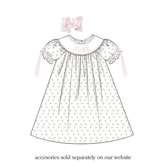 Rosebud Name Smocked Bishop Dress