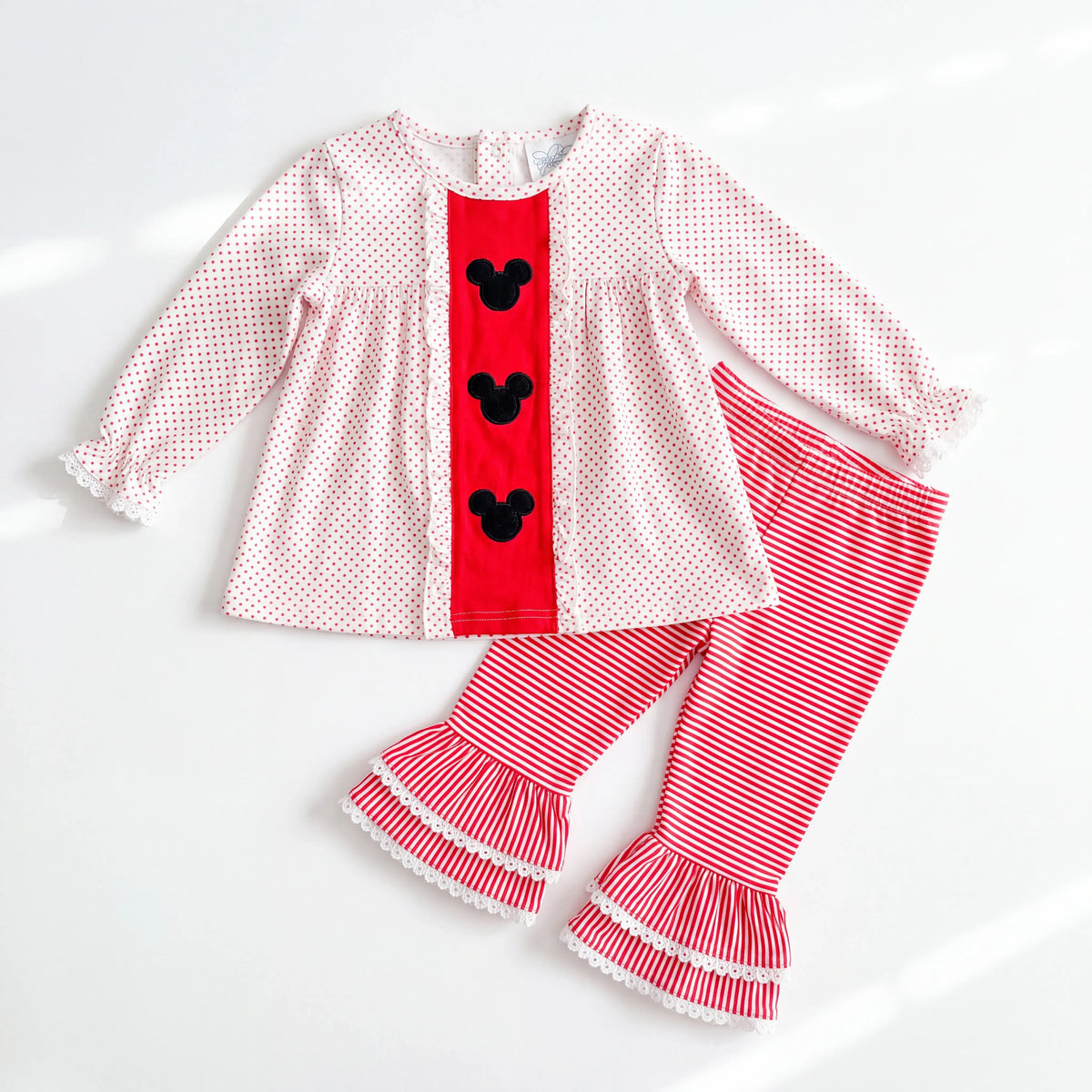 Girls Mouse Smocked Pant Set