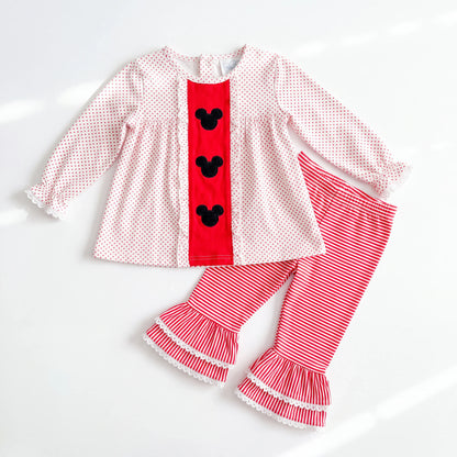 Girls Mouse Smocked Pant Set