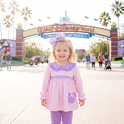 Pink & Lavender Mouse Smocked Legging Set