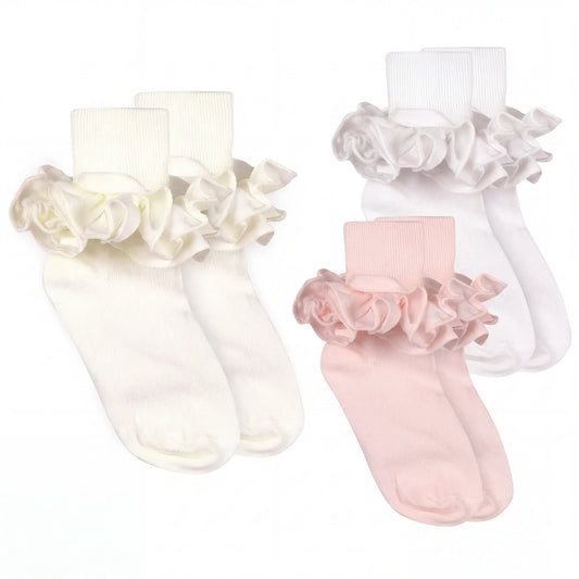 Misty Ruffle Lace Turn Cuff Socks