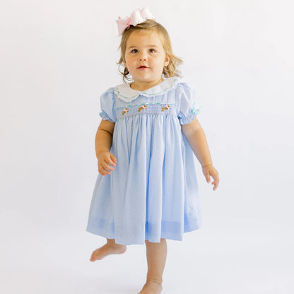 Blue Dot & Mint Smocked Bullion Bunny Dress