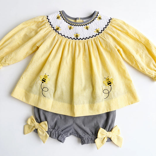 Honey Bees Smocked Bloomer Set