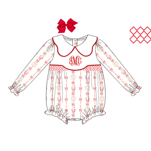 SANTAS & BOWS SMOCKED KNIT BUBBLE