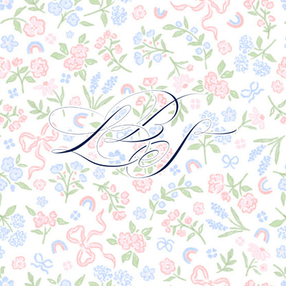 PASTEL FLORAL & BOWS NAME SMOCKED 1/4 ZIP SET