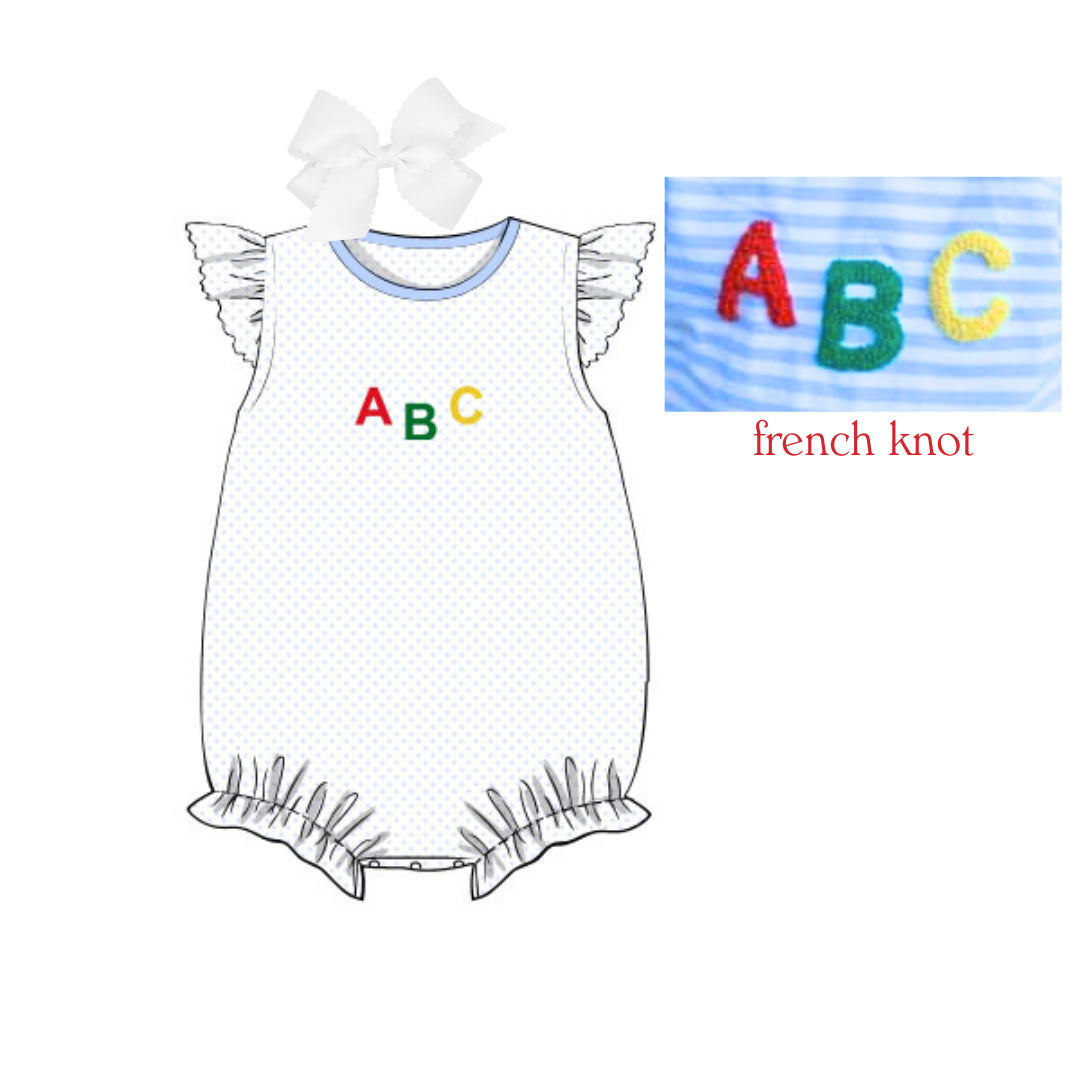 GIRLS FRENCH KNOT ABC BUBBLE – Little Bear Smocks