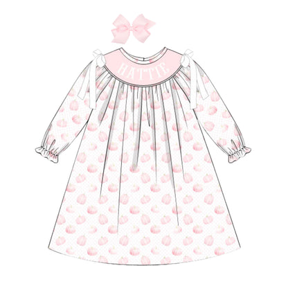 PINK PUMPKINS NAME SMOCKED BISHOP DRESS