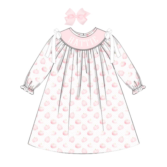 PINK PUMPKINS NAME SMOCKED BISHOP DRESS