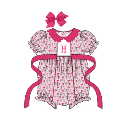 MAGENTA FLORAL INITIAL SMOCK BUBBLE