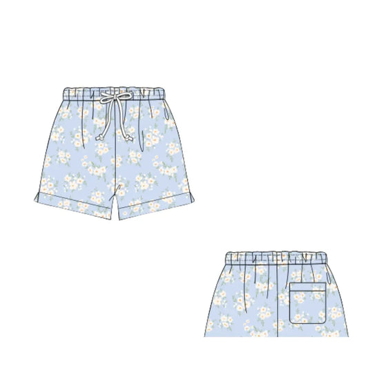 Mens Powder Blue Petals Swim Trunks