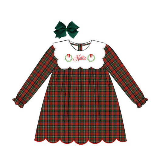CLASSIC CHRISTMAS PLAID BIB COLLAR DRESS