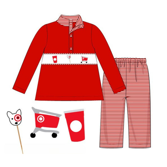 BOYS SMOCKED SHOPPING PULLOVER SET