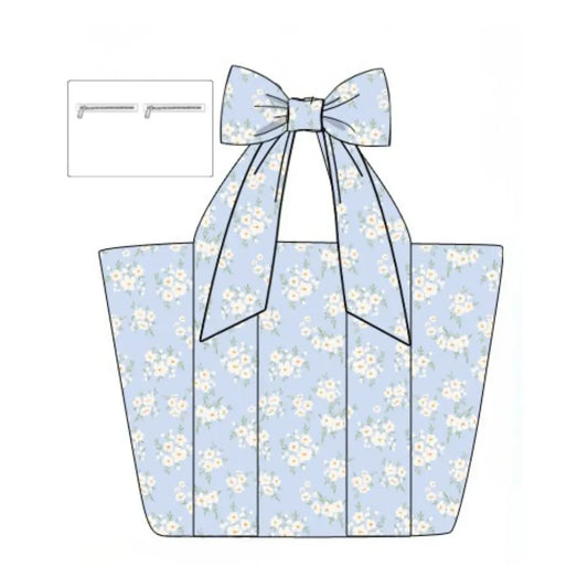 Girls Powder Blue Petals Bow Bag